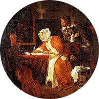 woman writing at desk