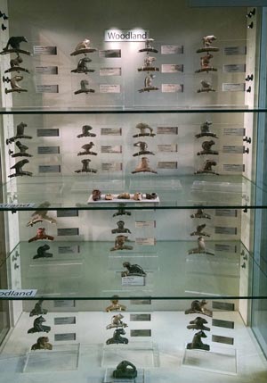 Effigy pipes found at the Mound City and Tremper Earthwork sites and displayed at the Ohio Historical Museum (J. Markham)
