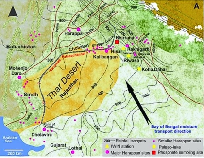 map of saraswati palaeochannel