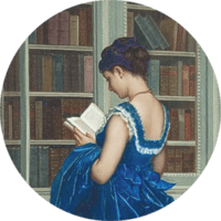 woman reading a book in library